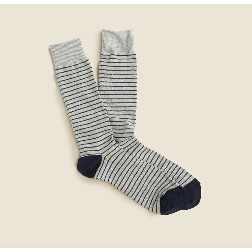 J. Crew Tipped Microstripe Socks Gray Navy Microstripe